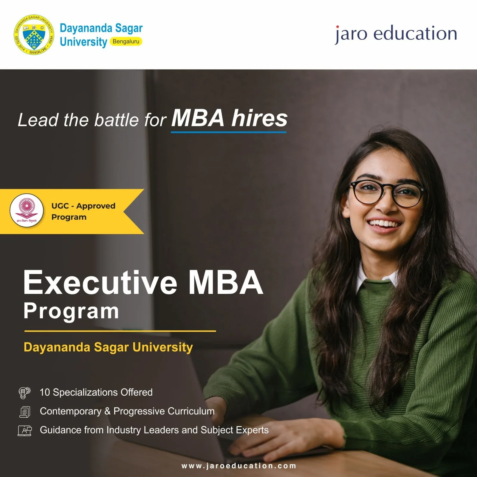 Online degree program ad creative for Jaro Education
