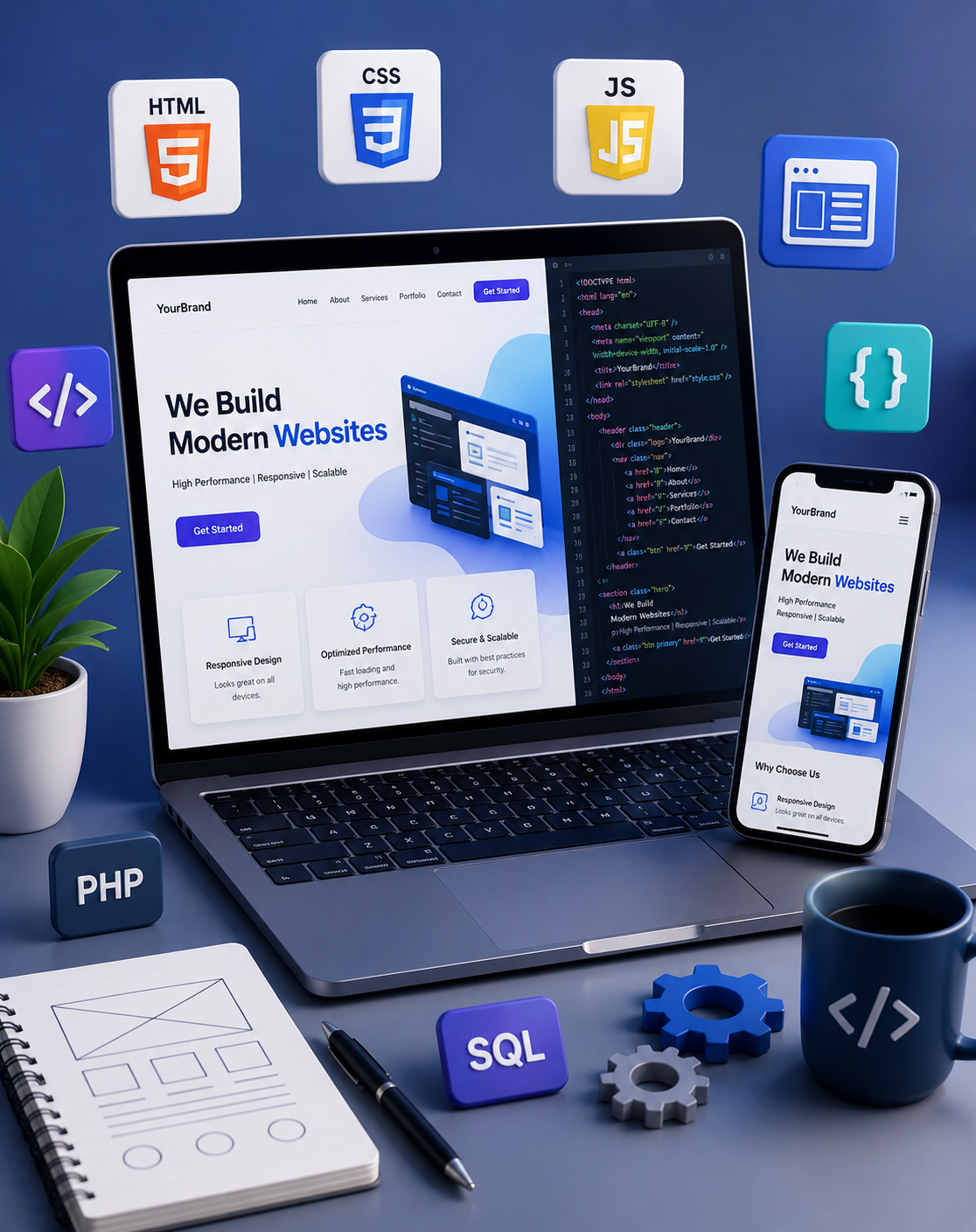 Professional SEO friendly, Responsive Custom Web Design and Website Development Service for Businesses